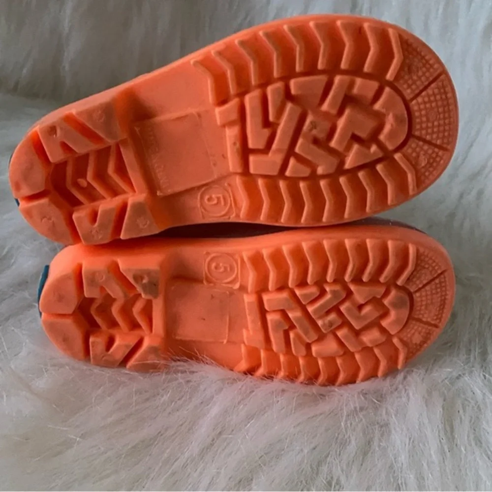 Zoogs Boots Girls‎ Size 5 Rain Slip On Orange-Pink